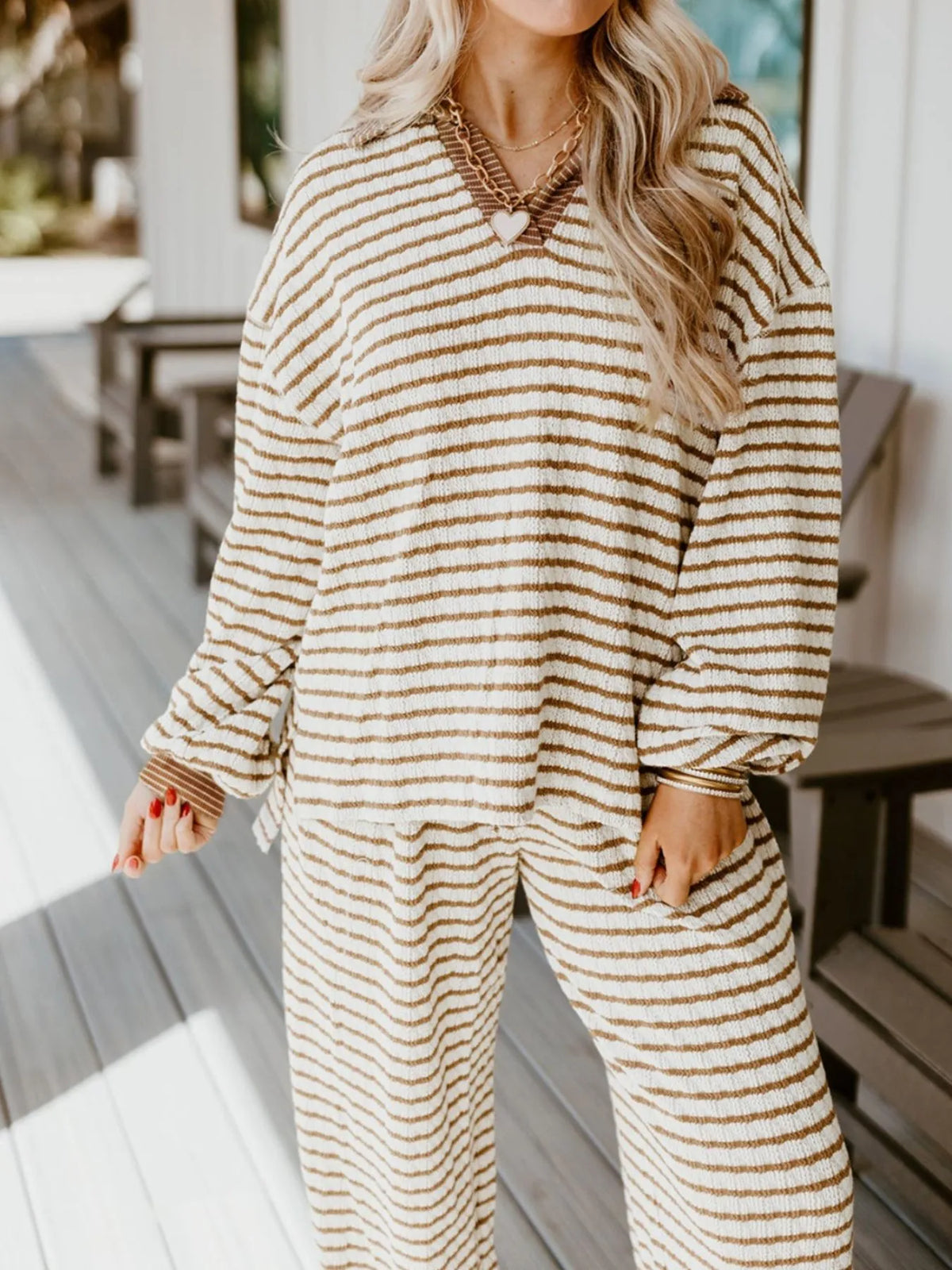 Loft Society Stripe Top & Pant Set