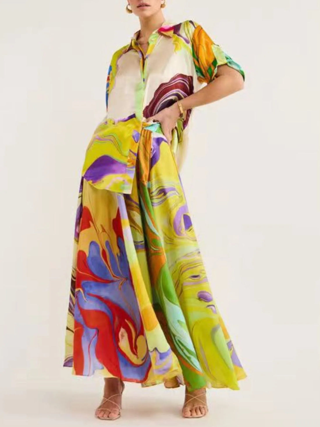 Capri Coast Printed Shirt & Skirt Set