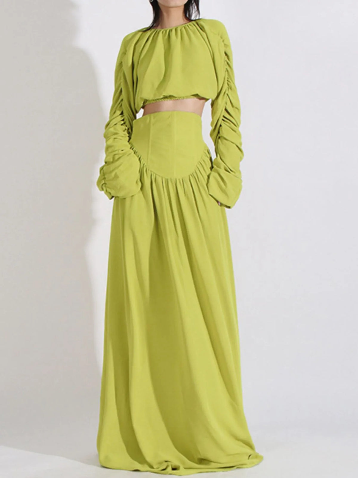 Midnight Contour Ruched Top & Skirt Set