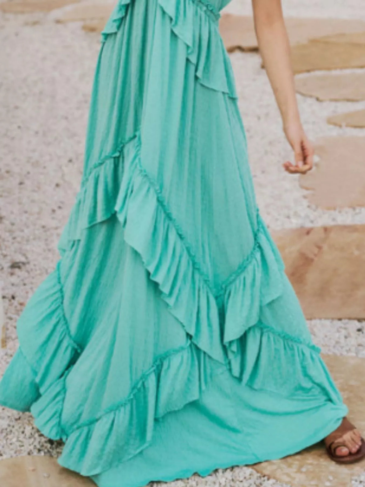 Amalfi Dreams Ruffled Halter Maxi Dress