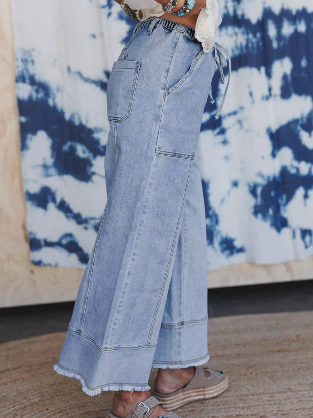 Downtown Drawstring Raw Hem Jeans