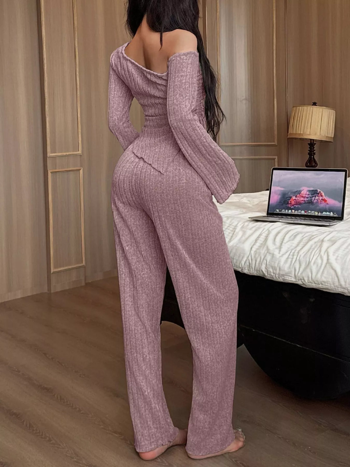 Loft Living Ribbed Knit Top & Pants Set