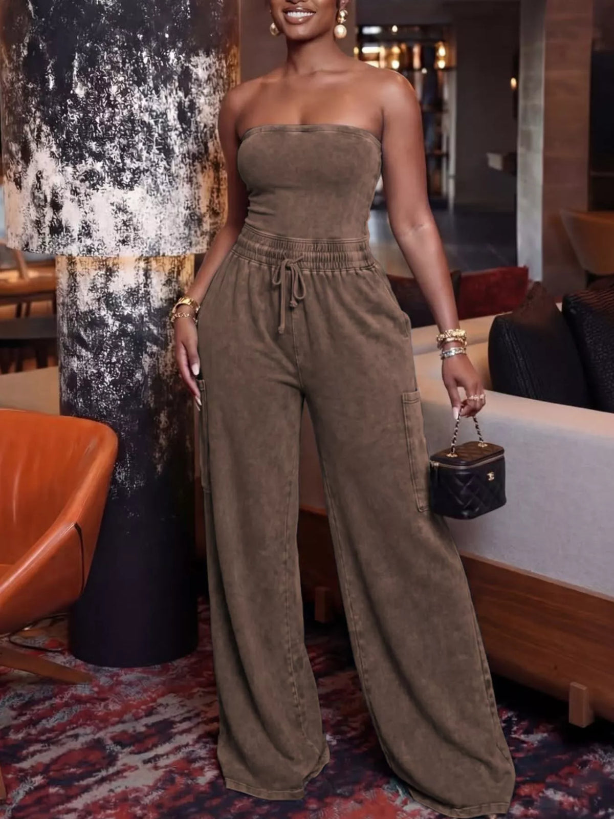 Golden Hour Strapless Wide-Leg Jumpsuit