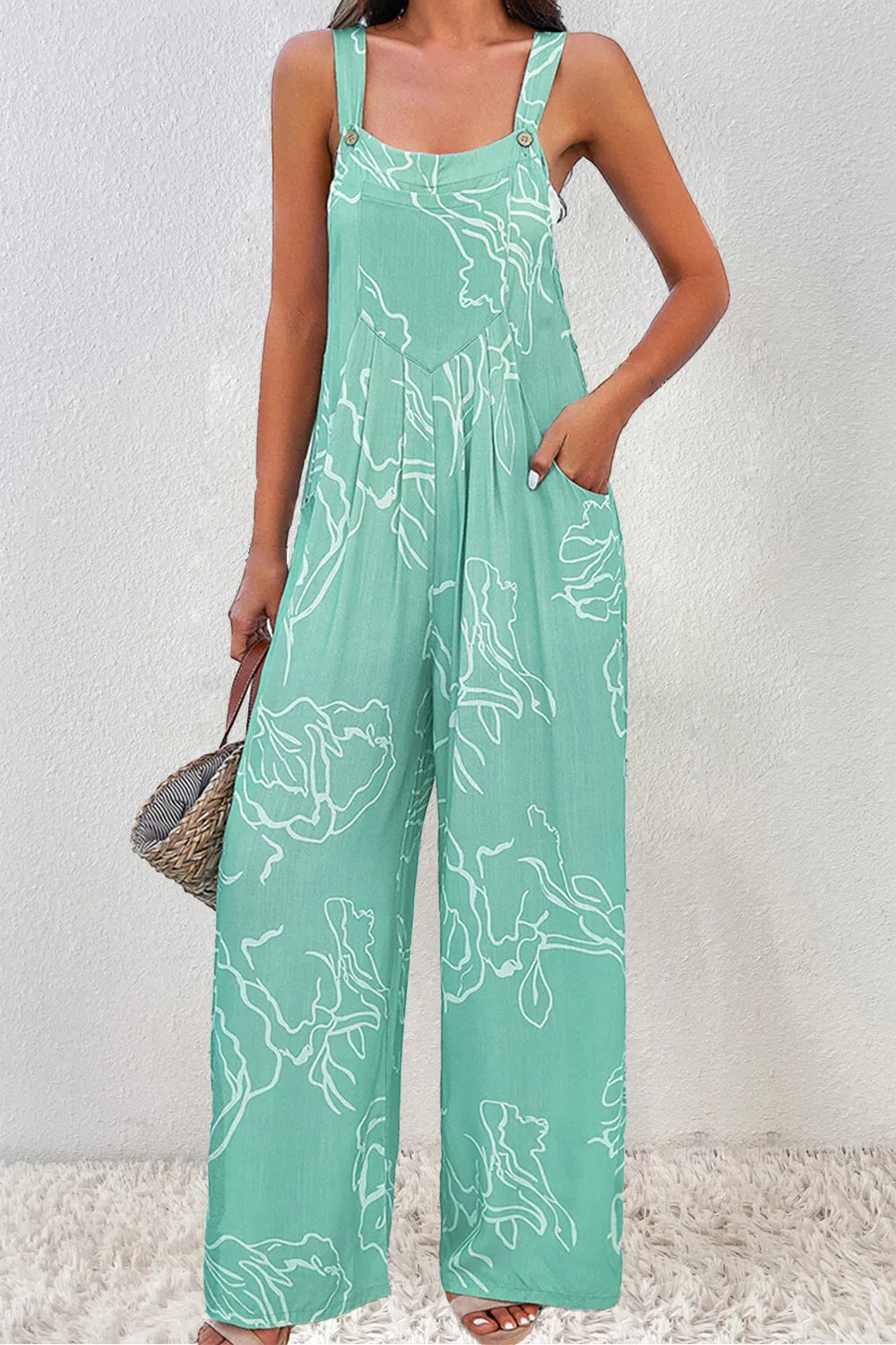 Skyline Glow Printed Wide Strap Jumpsuit