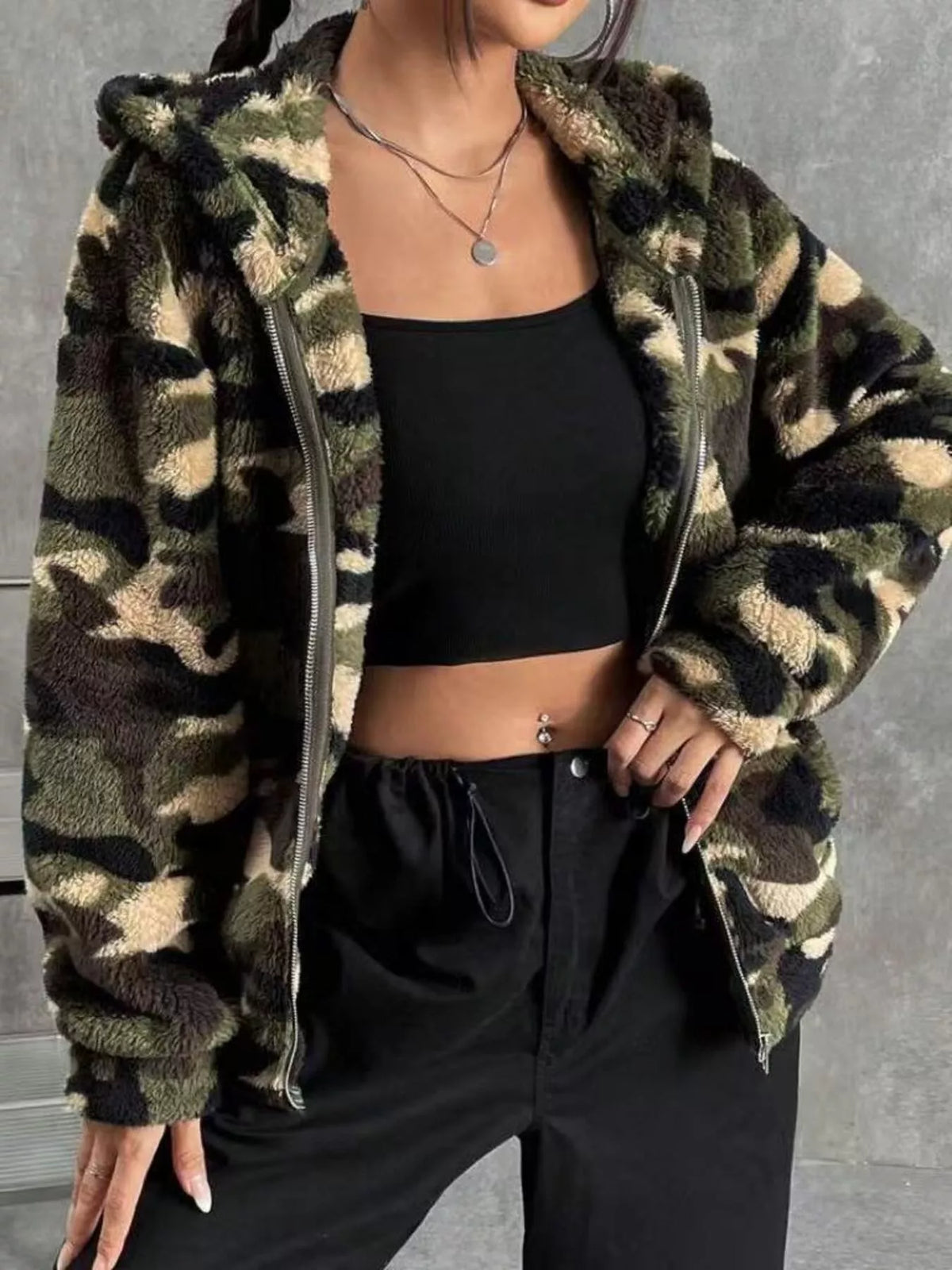Urban Camo Fuzzy Zip Hoodie