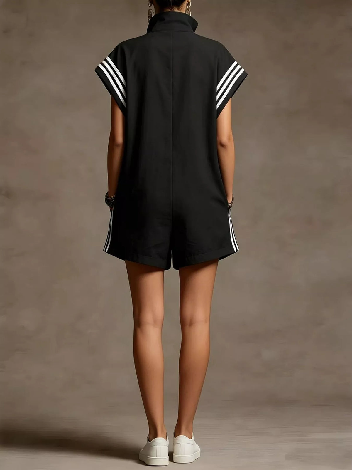 Untamed Striped Zip Front Romper