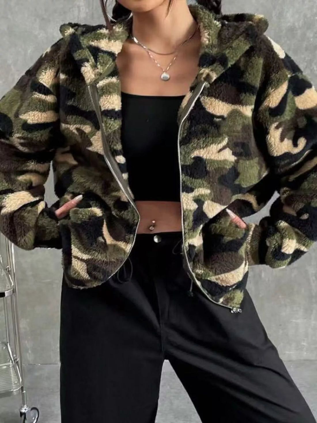 Urban Camo Fuzzy Zip Hoodie