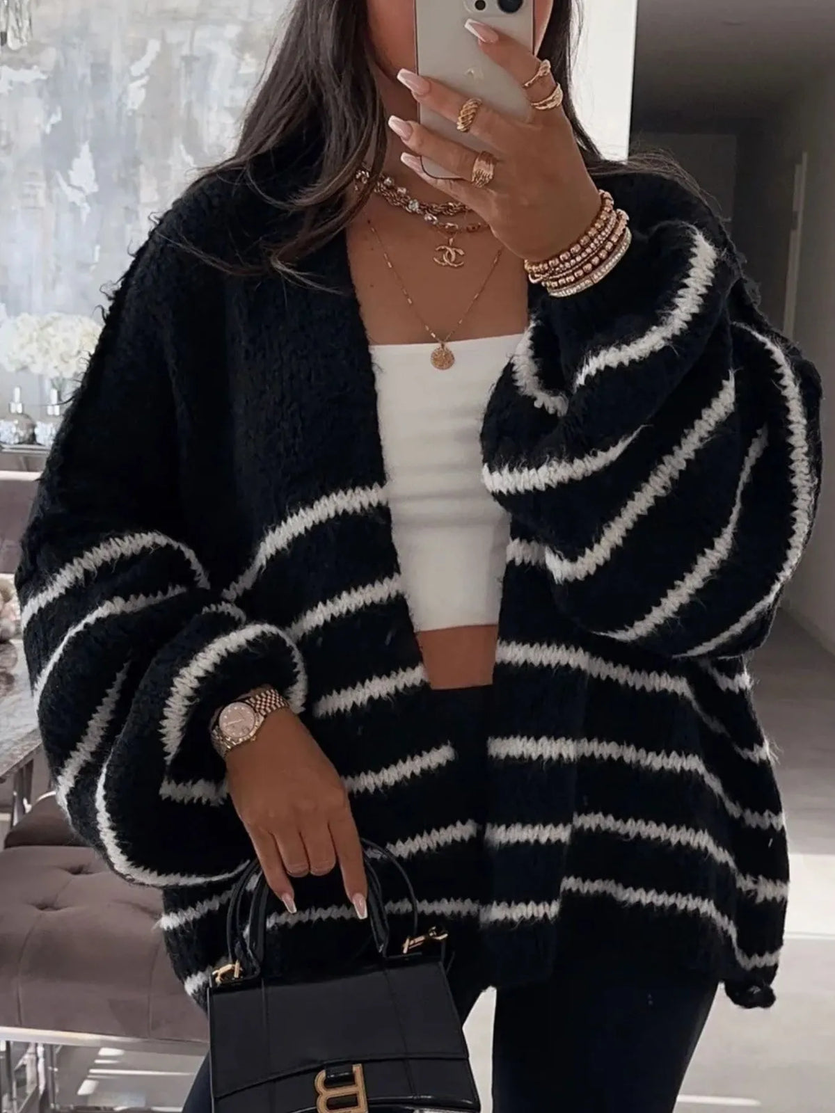 Industrial Muse Striped Cardigan