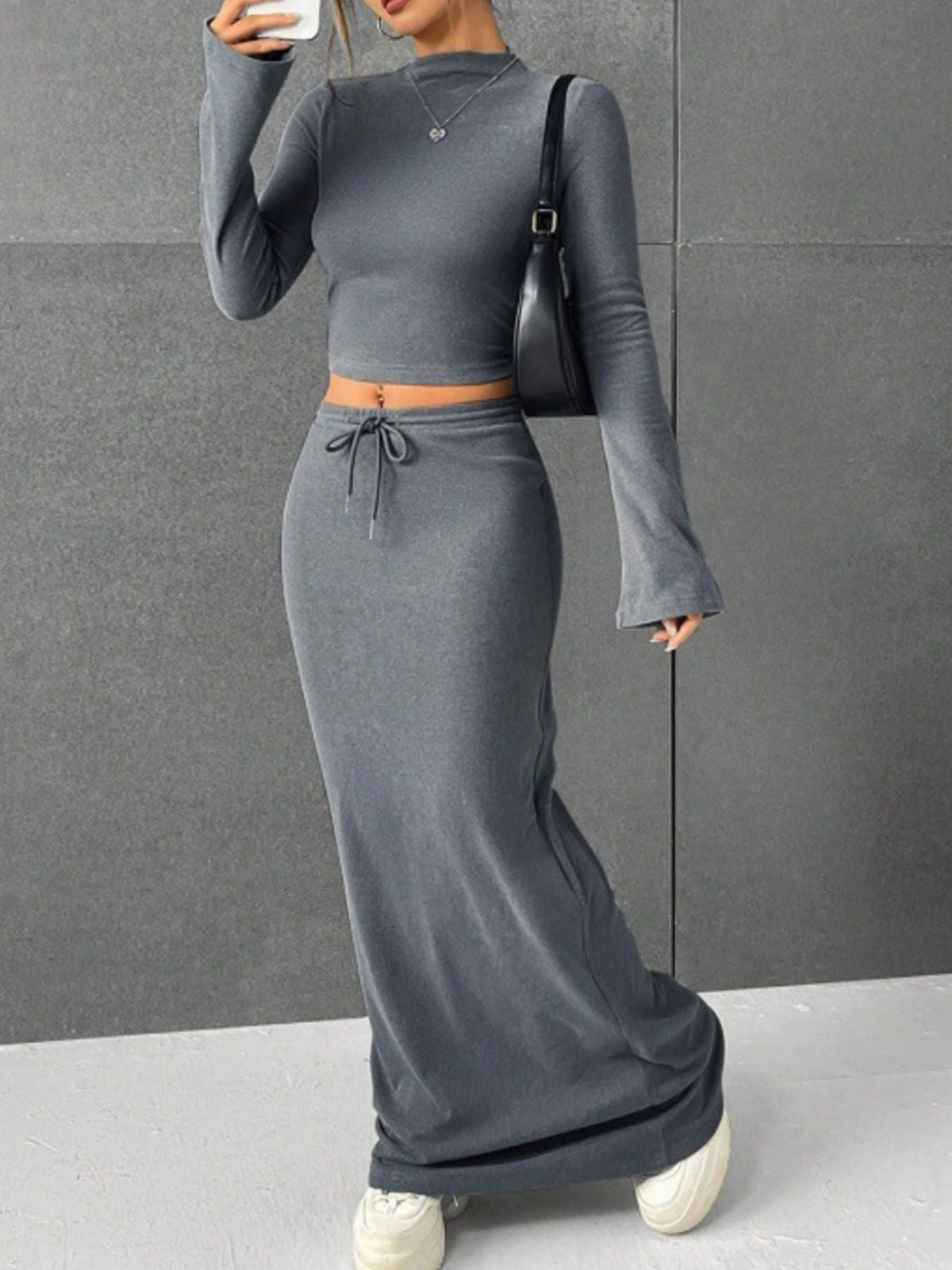 City Escape Top & Drawstring Maxi Skirt Set