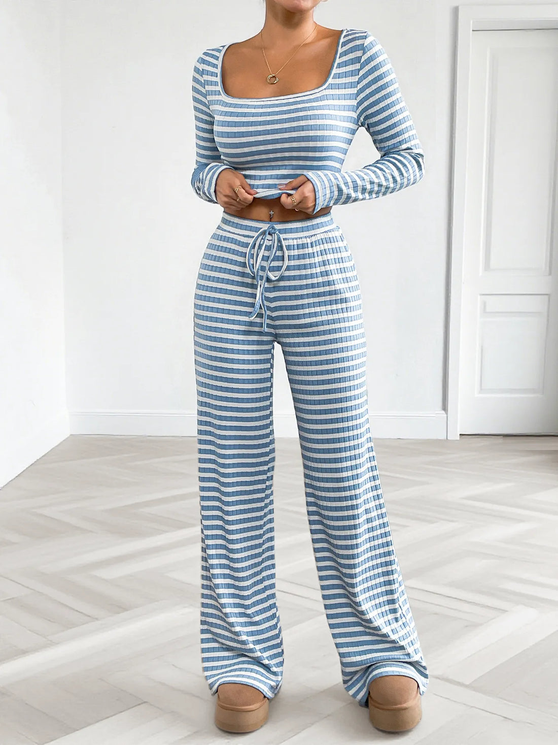 After Dark Striped Top & Pants Set