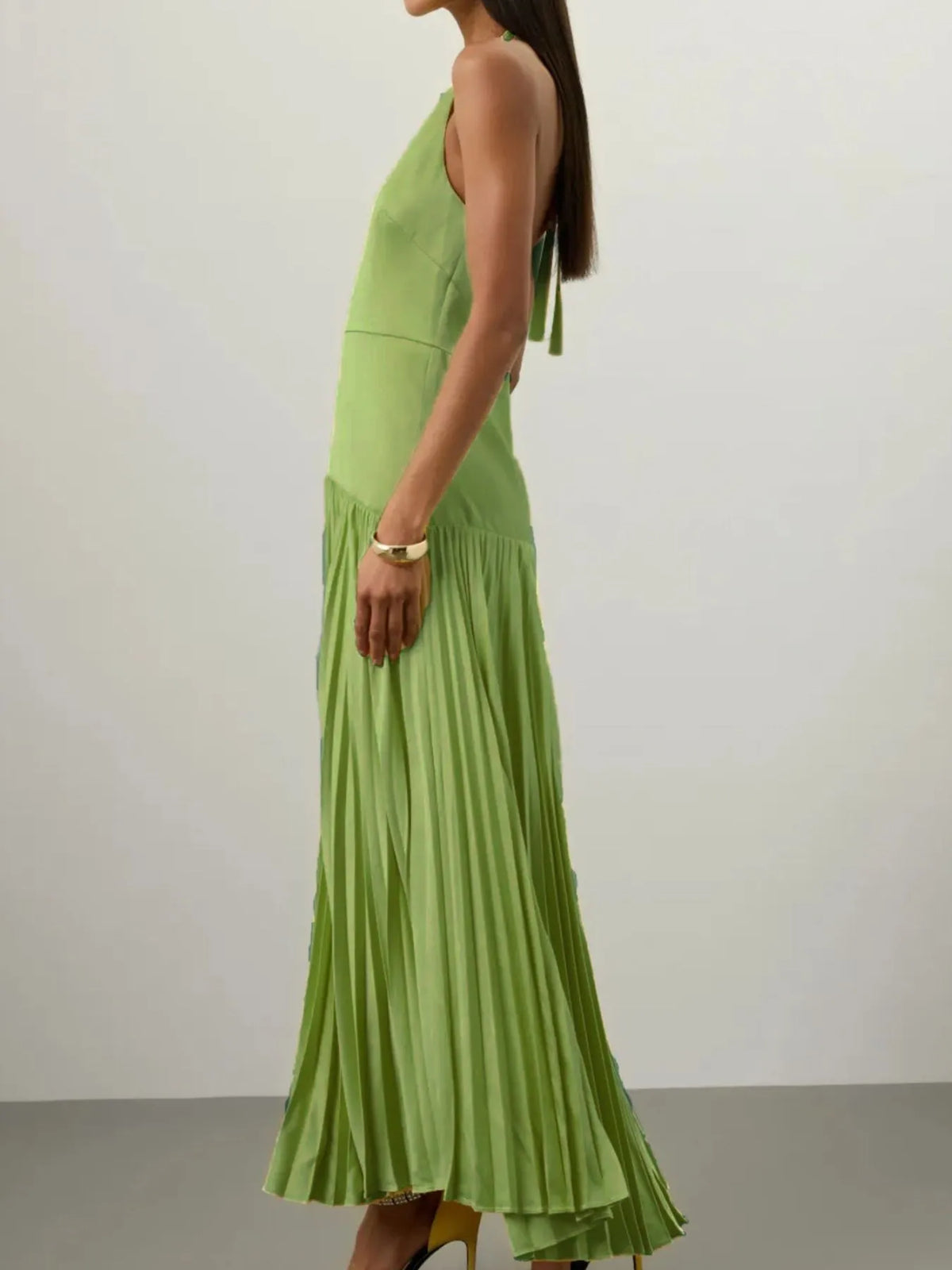 Modern Muse Pleated Halter Maxi Dress