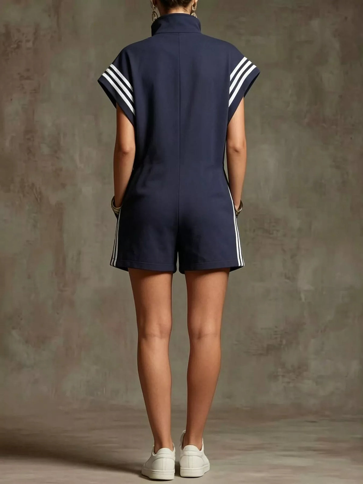 Untamed Striped Zip Front Romper