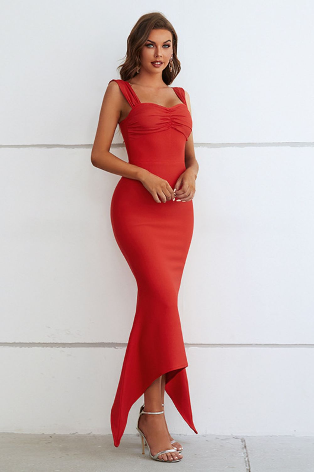 Velvet Contour Sweetheart Midi Dress