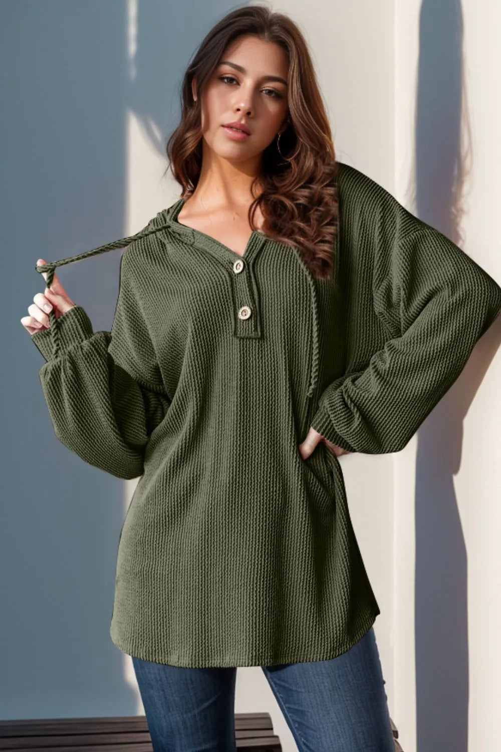 Street Style Half Button Hoodie