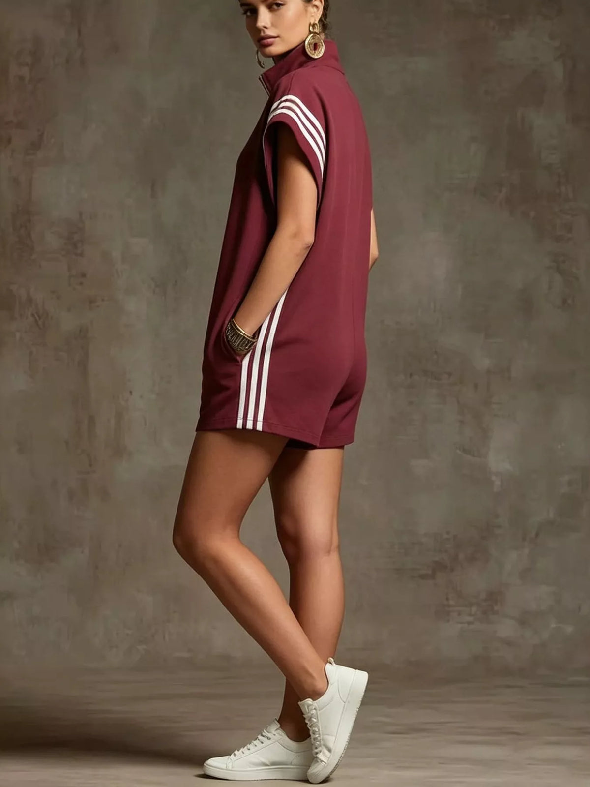 Untamed Striped Zip Front Romper