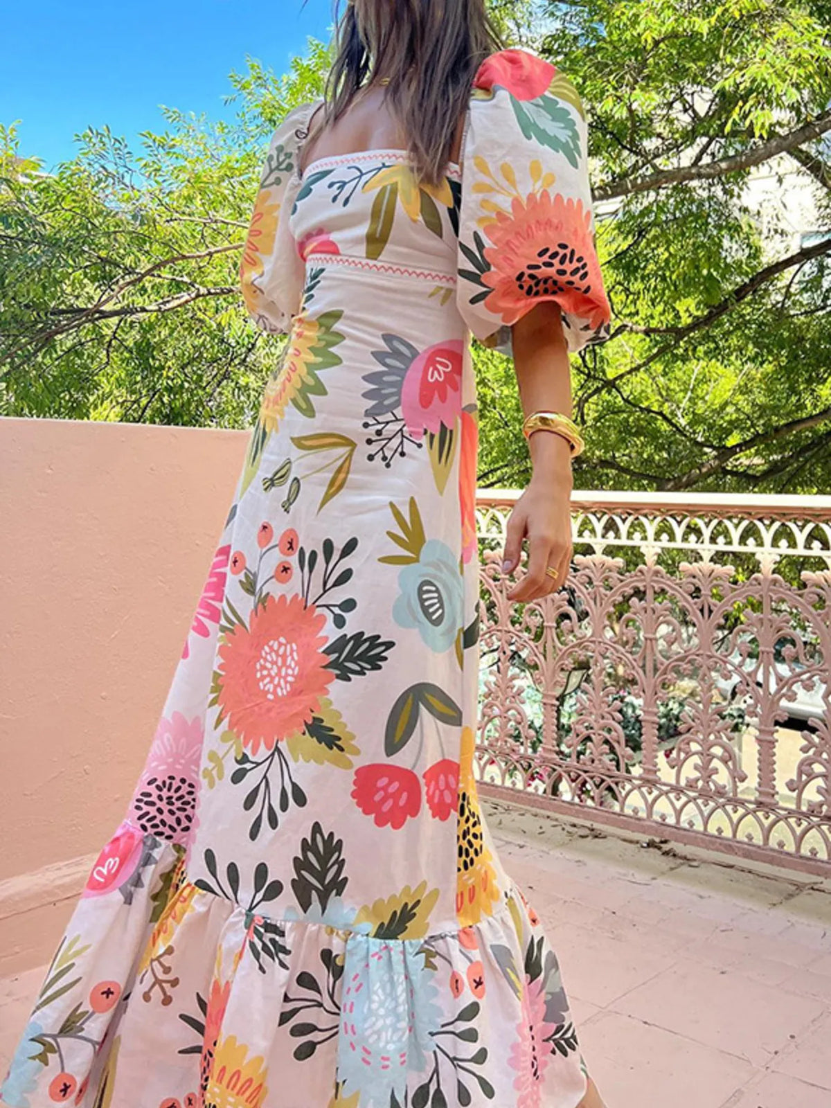 Evening Breeze Puff Sleeve Dress