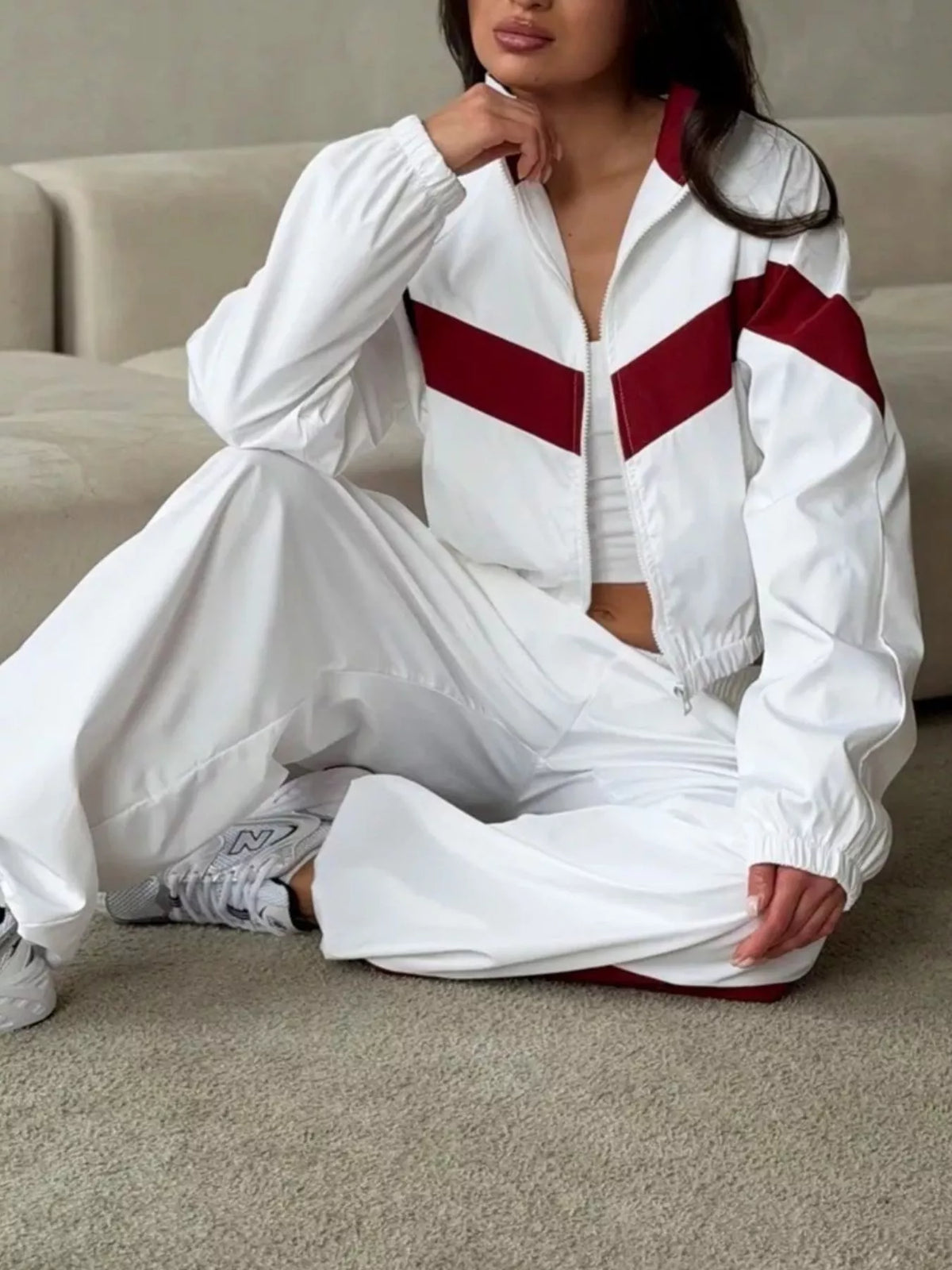 Street Society Color Block Zip Up Top & Pants Set