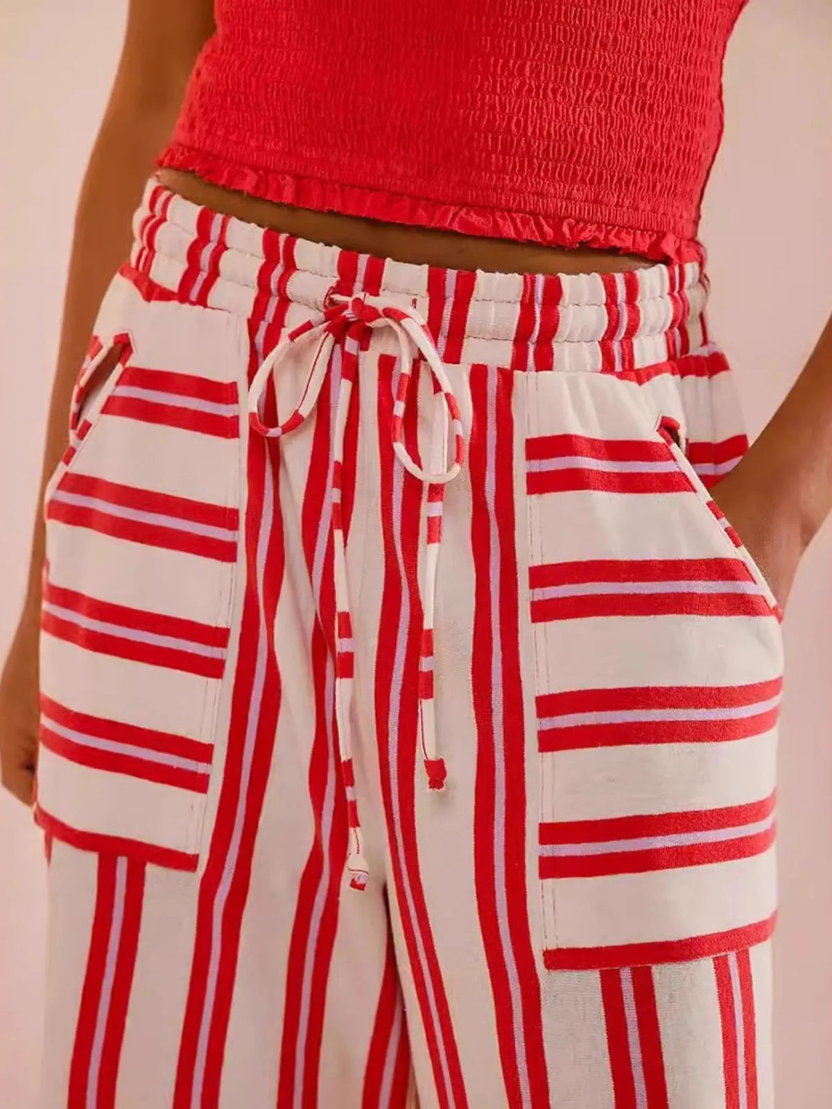 Coastal Drift Striped Wide-Leg Pants