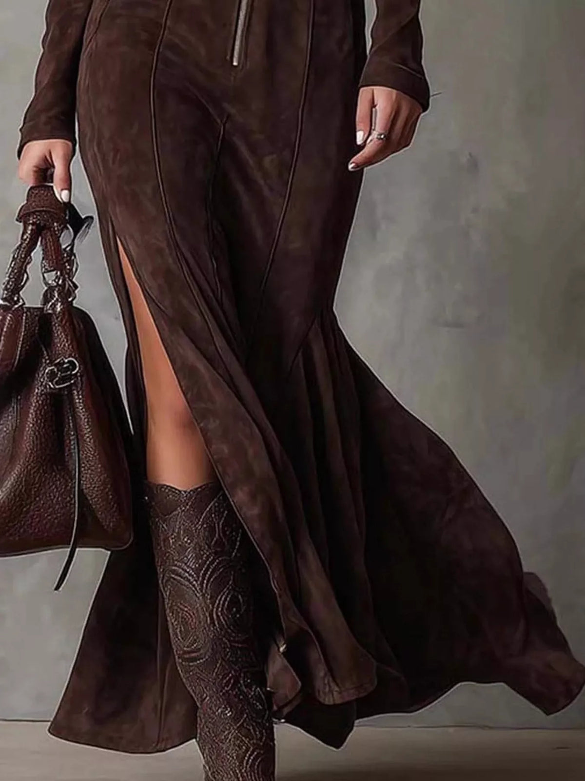 Harbor Edge Zip Slit Maxi Dress