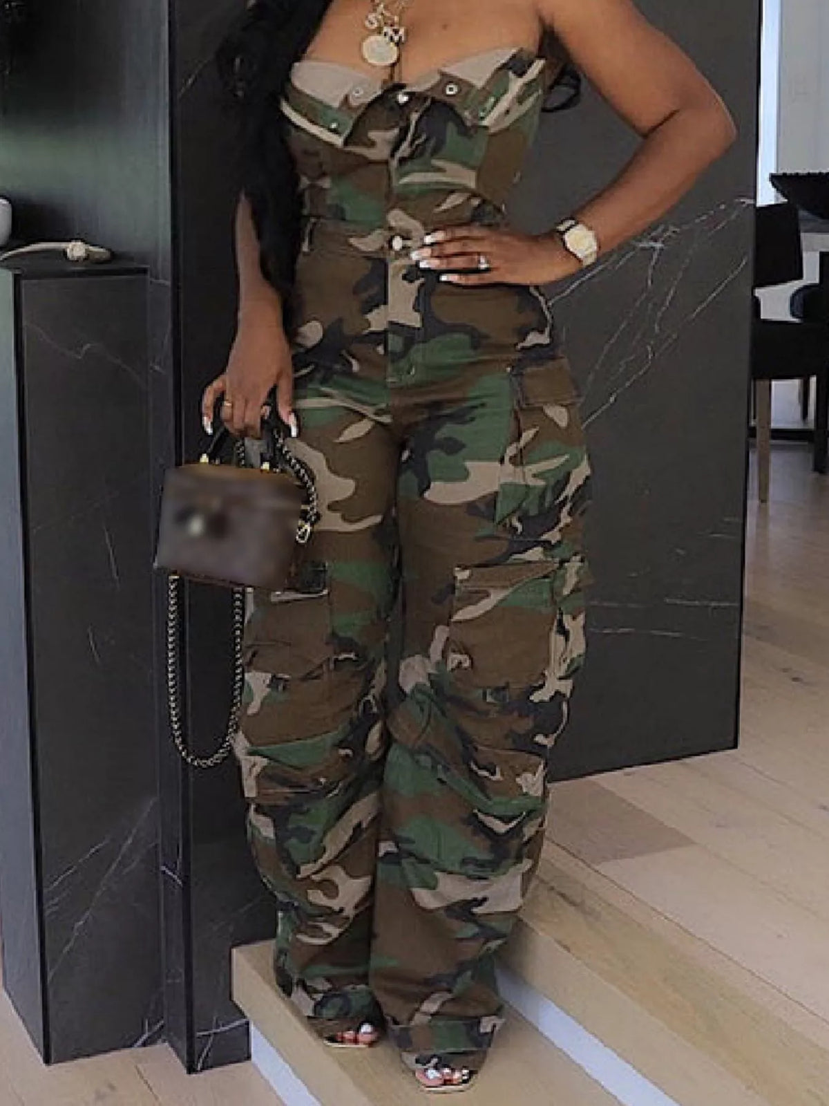 Loft Camouflage Sleeveless Jumpsuit