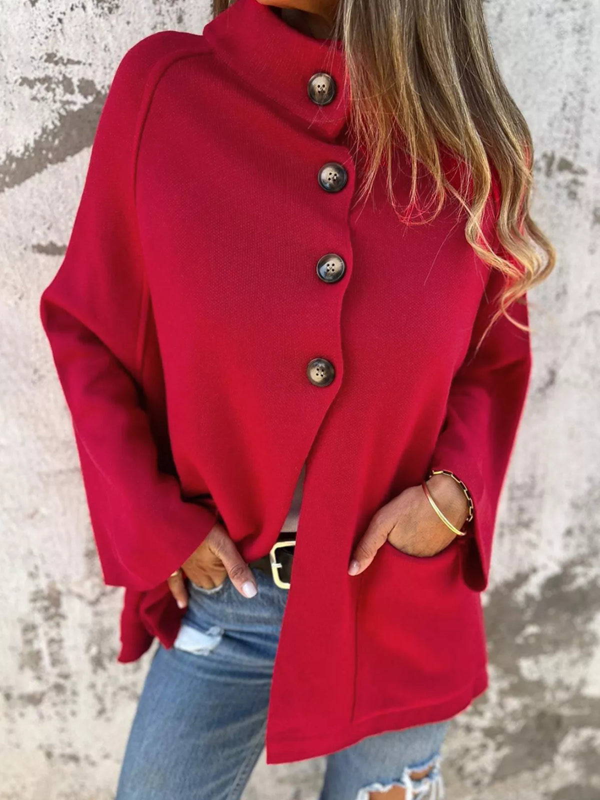 Borough Wrap Buttoned Knit Cardigan