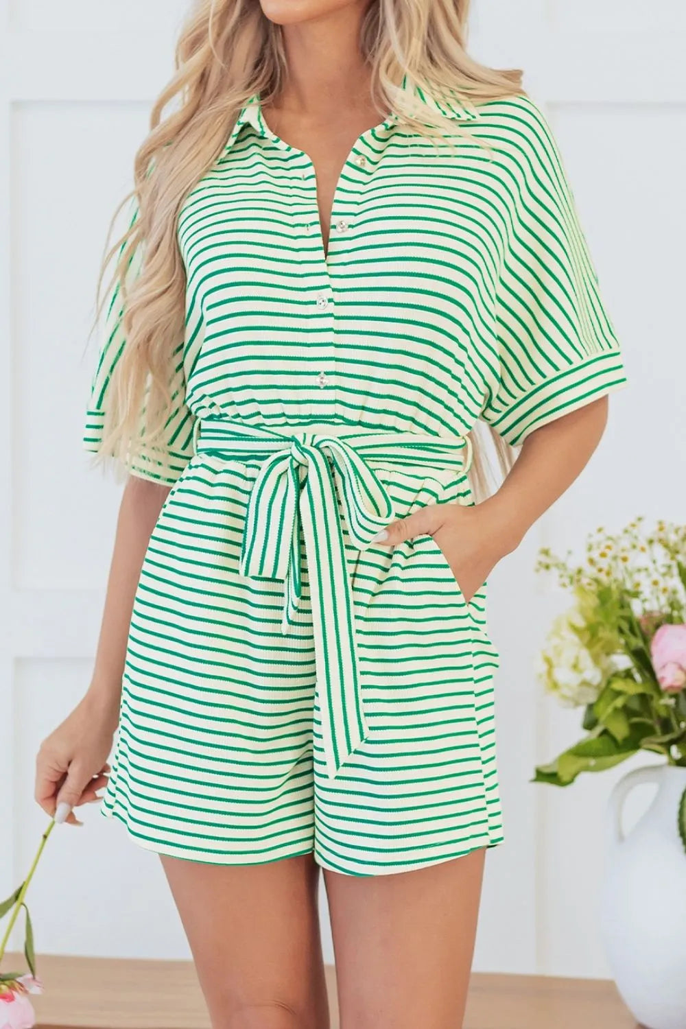Harbor Stripe Tie-Waist Romper