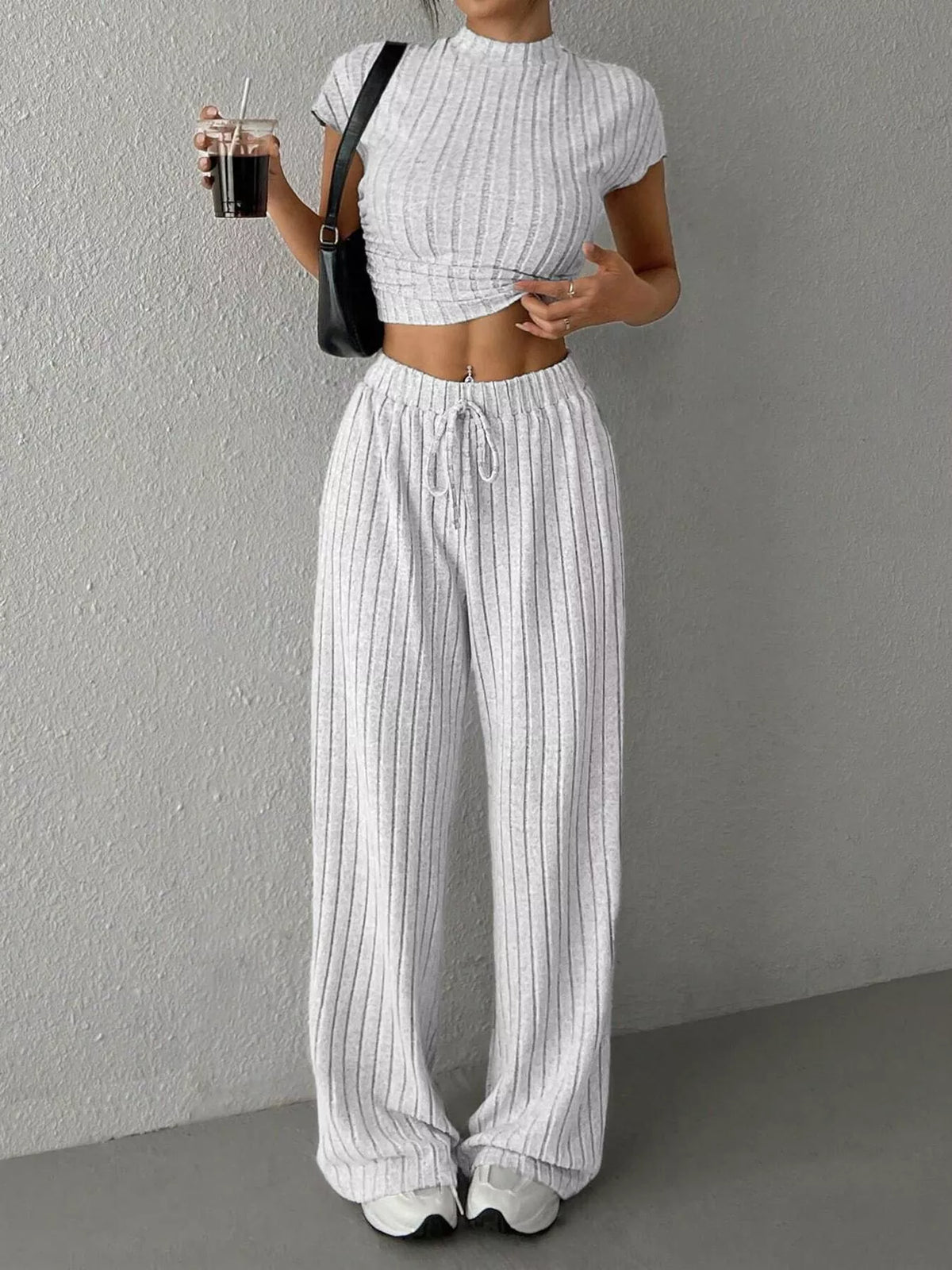 Daily Drift Knit Top & Wide Leg Pants Set