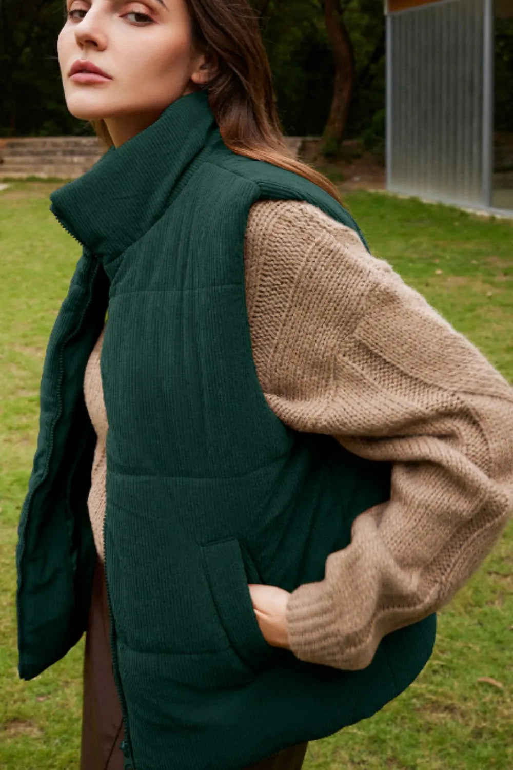 New Horizon Zip Up Turtleneck Vest Coat
