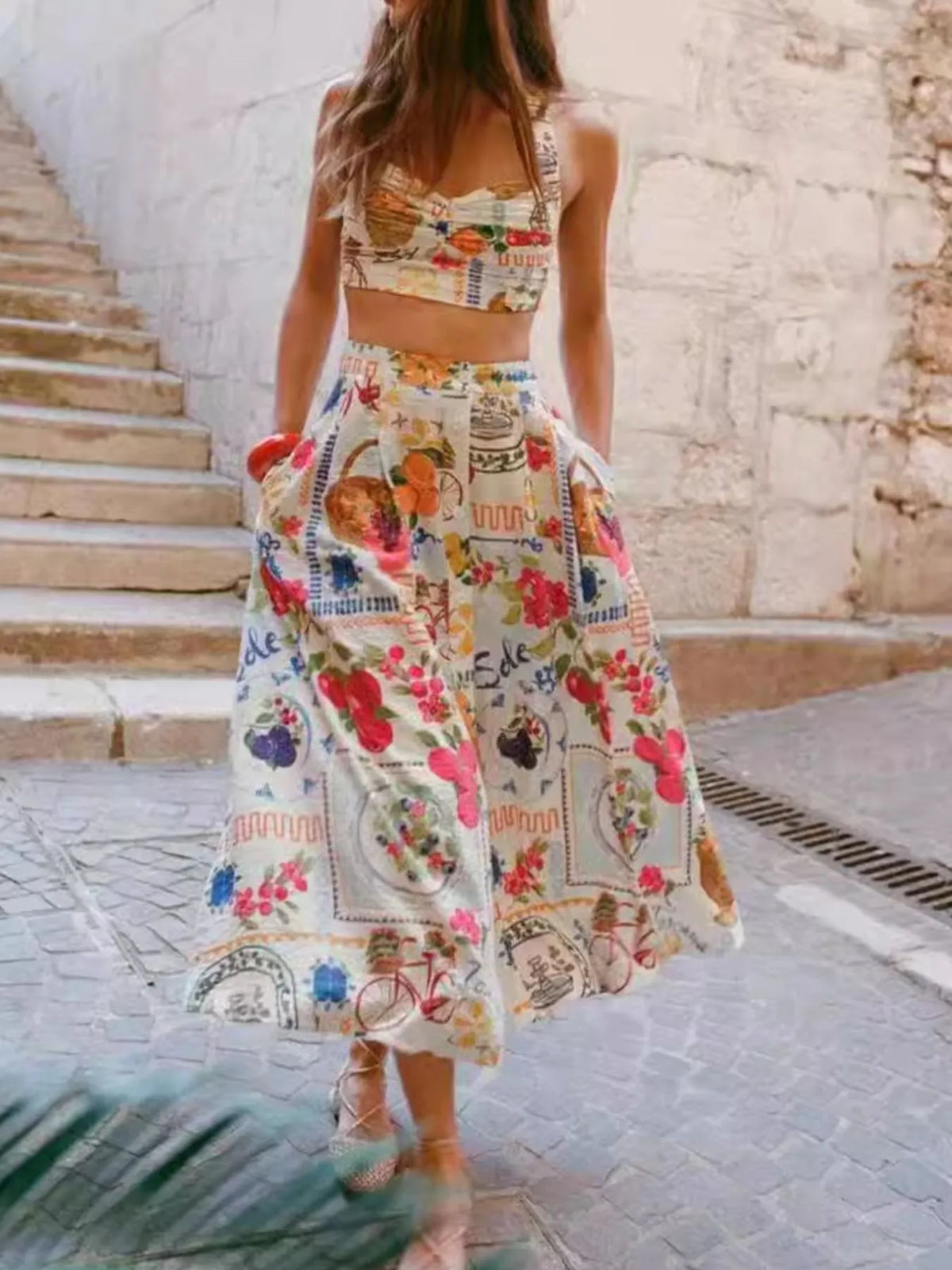 Riviera Glow Printed Cami & Skirt Set