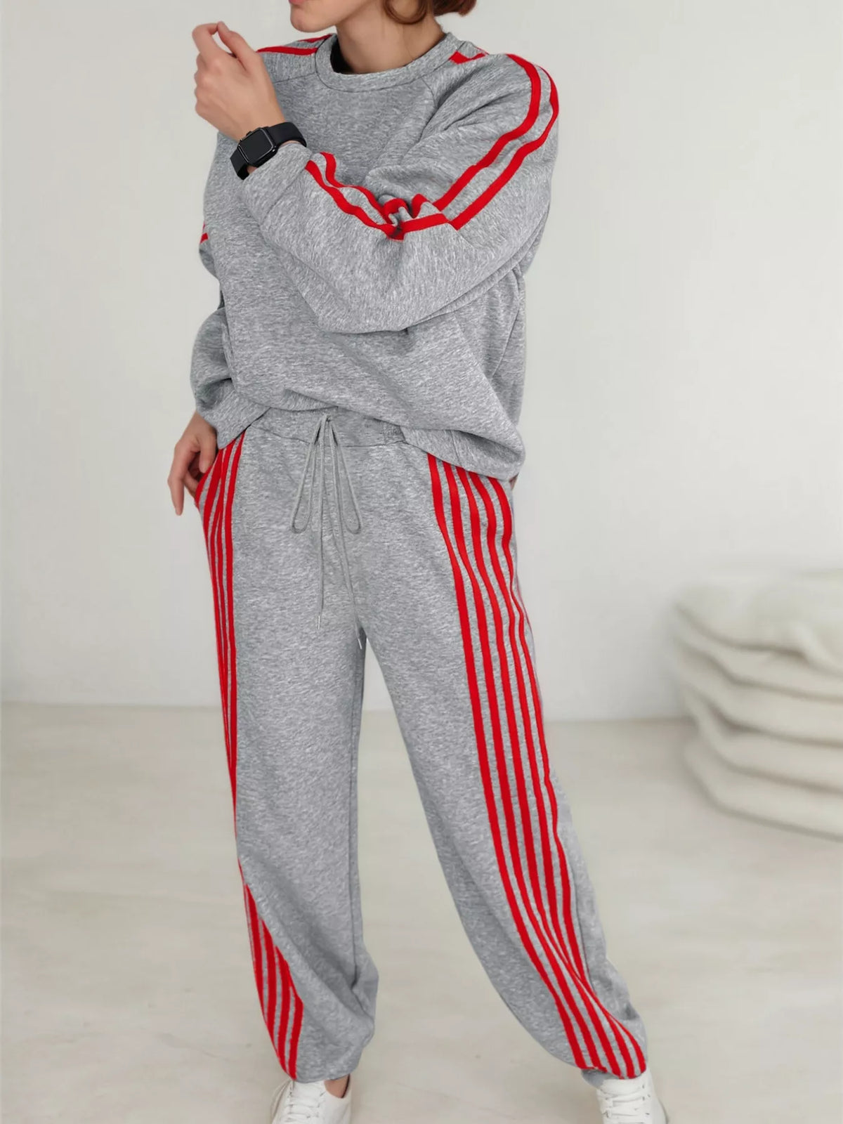 Downtown Muse Striped Sweatshirt & Pants Set