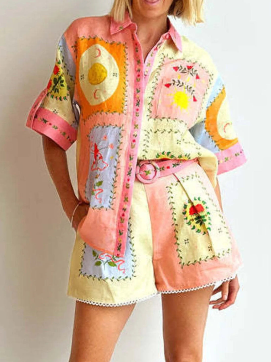 Azure Printed Shirt & Shorts Set