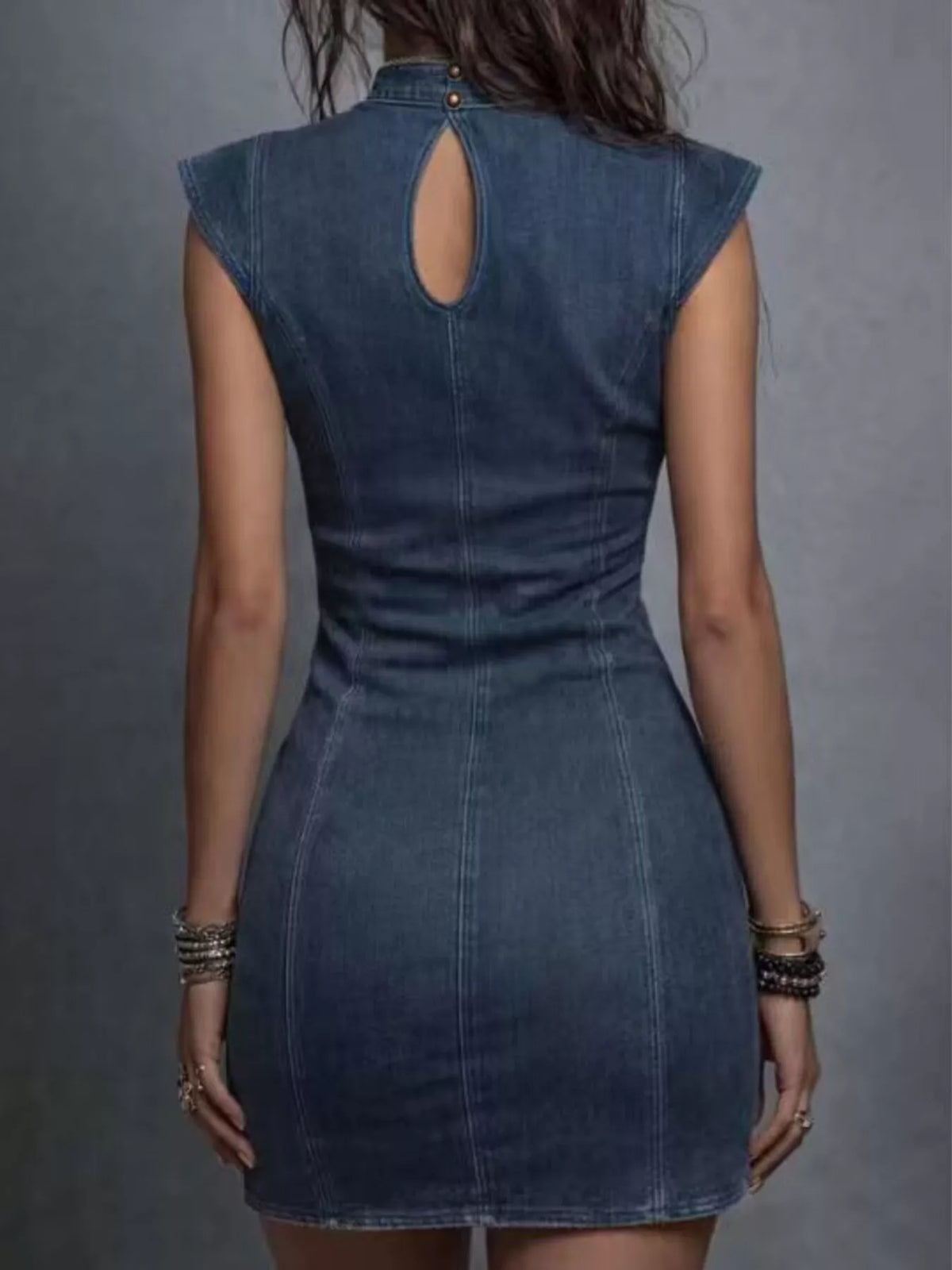 Midnight Muse Cutout Front Cap Sleeve Mini Dress