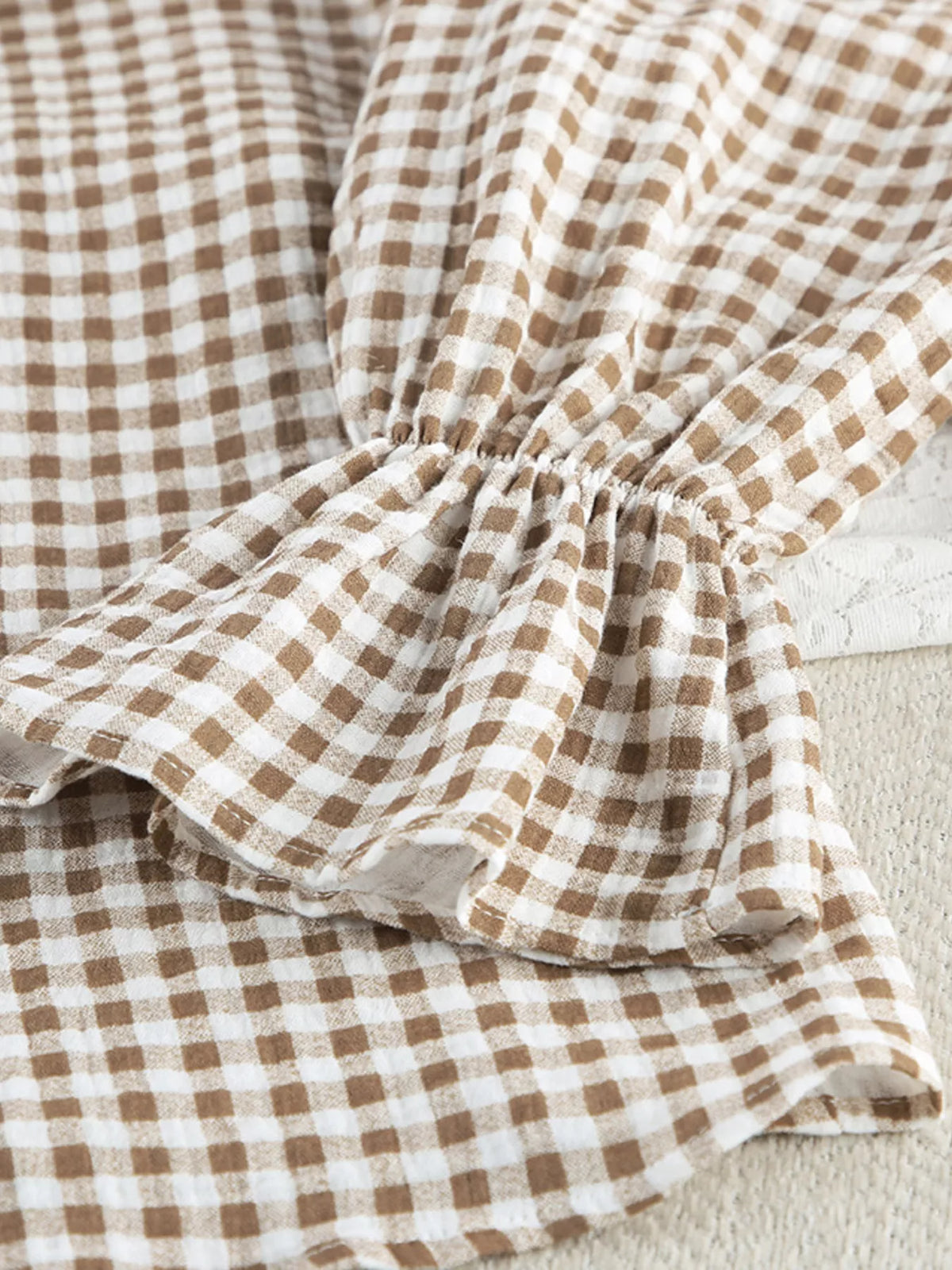 City Ease Gingham Ruffle-Trim Top & Pants Set