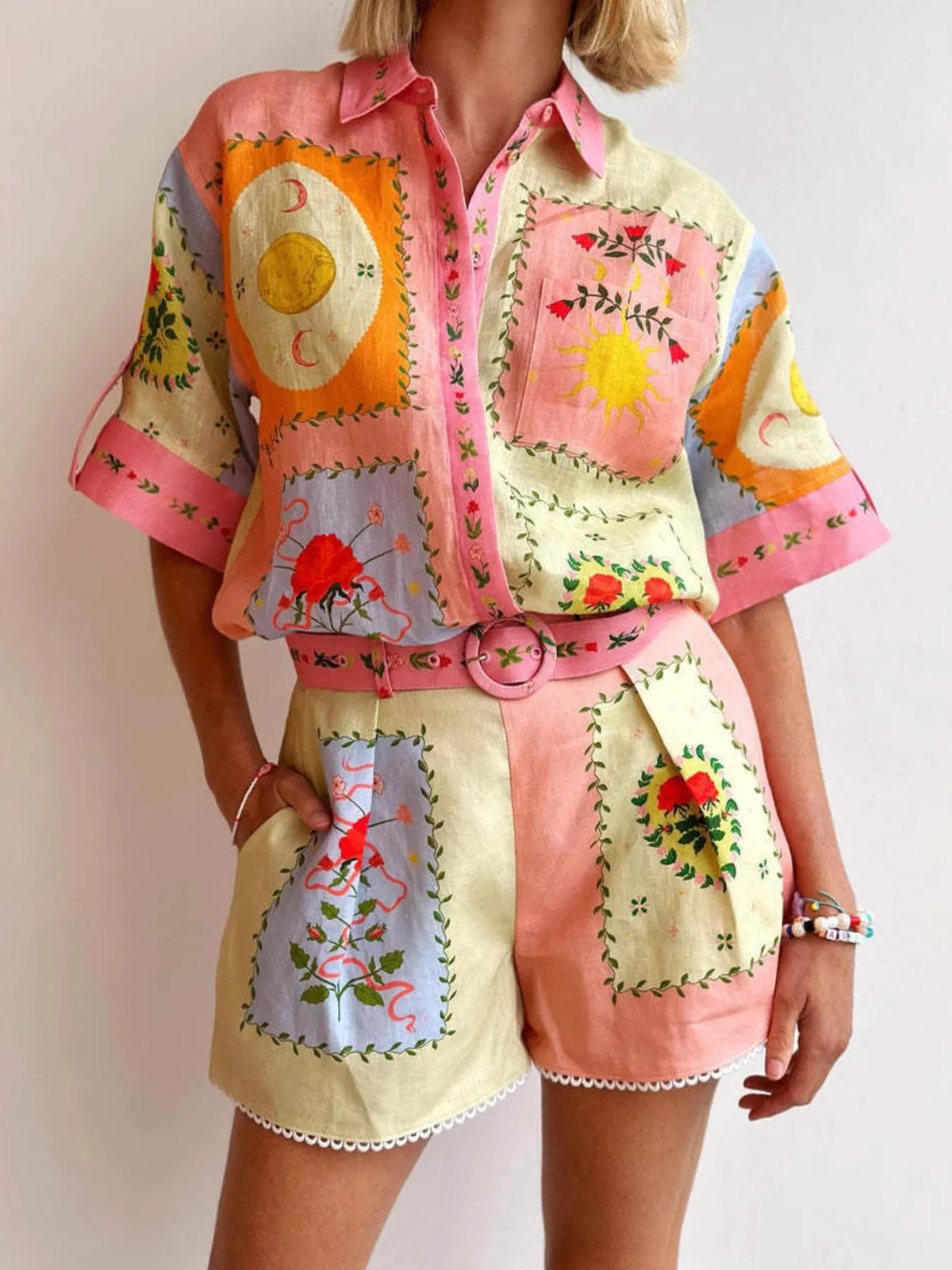 Azure Printed Shirt & Shorts Set