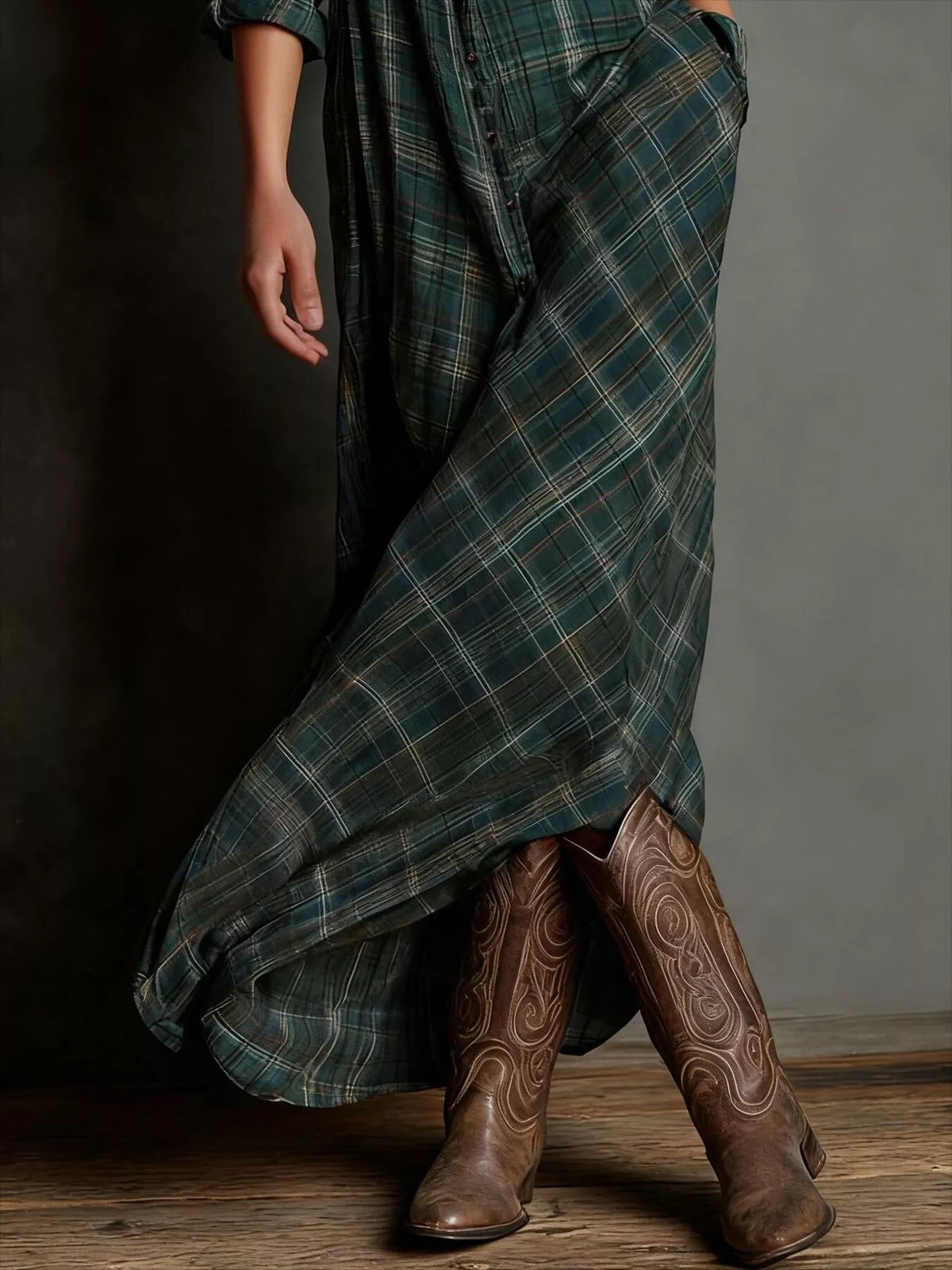 Heritage Flow Plaid Button-Down Dress
