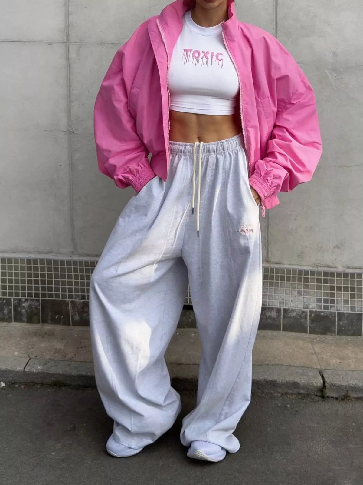Neon Bloc Oversized Bomber Jacket