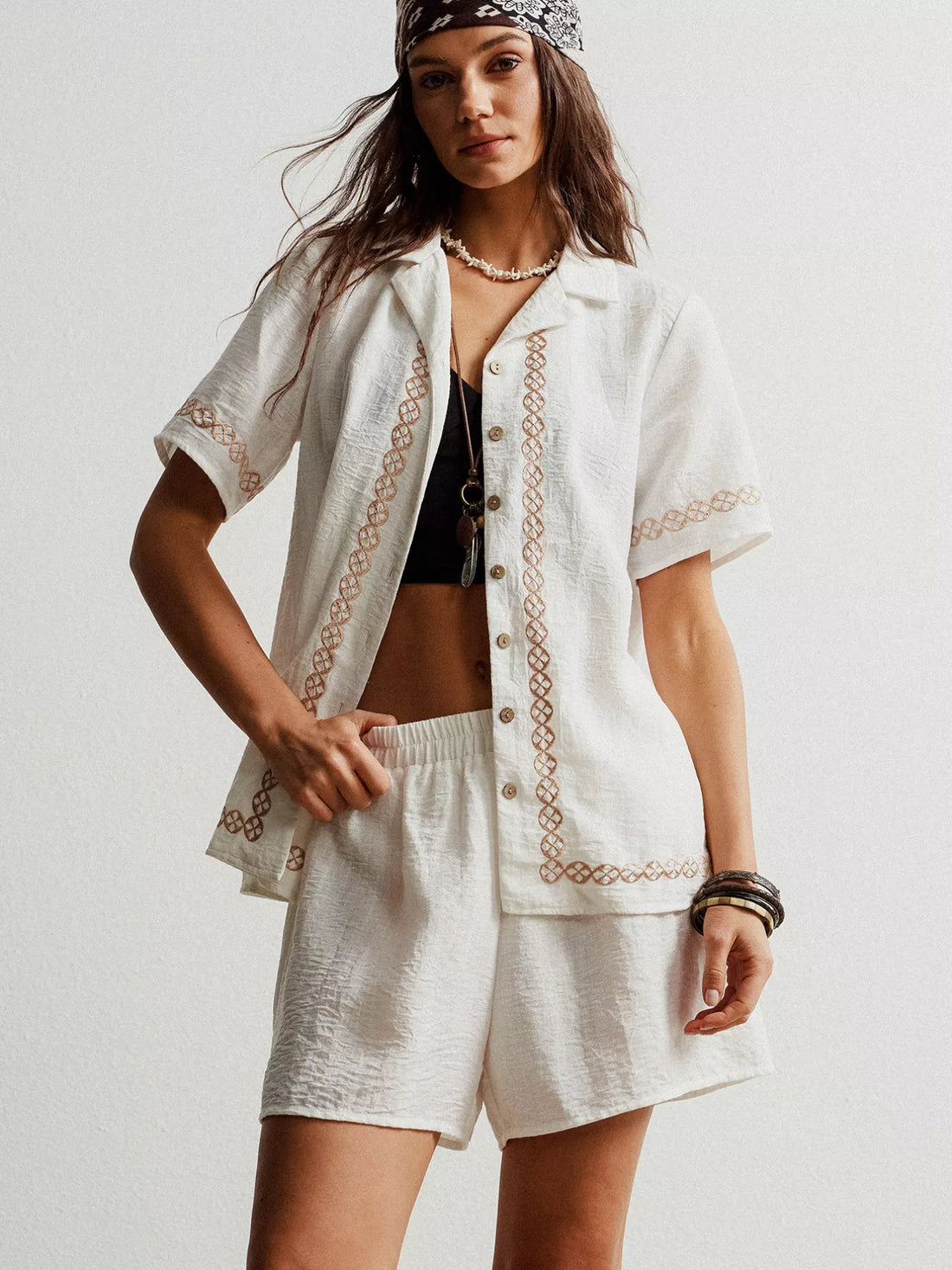 Boho Muse Short Sleeve Shirt & Shorts Set