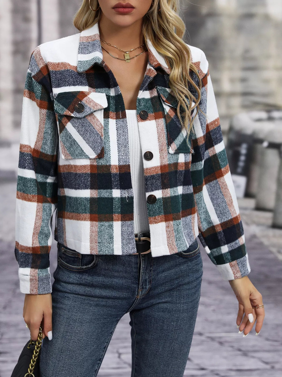 Hudson Plaid Cropped Jacket
