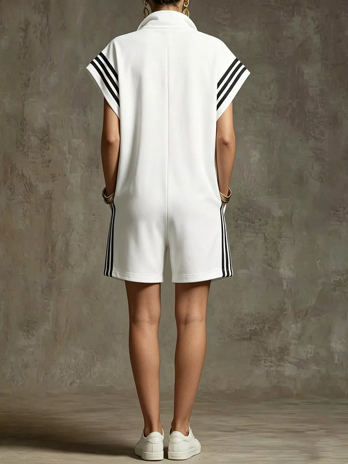 Untamed Striped Zip Front Romper