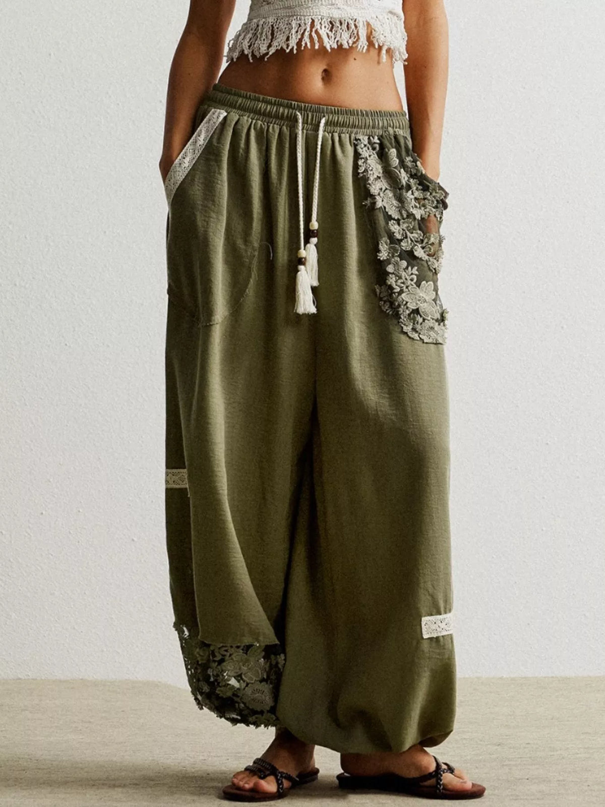 Bohemian Grace Lace Detail Harem Pants