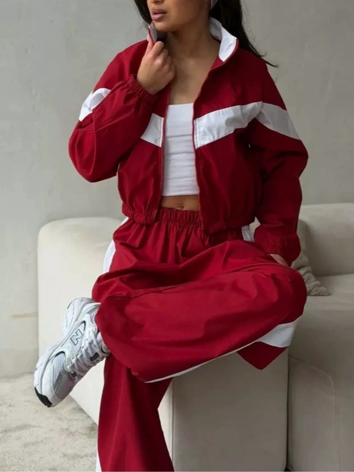 Street Society Color Block Zip Up Top & Pants Set