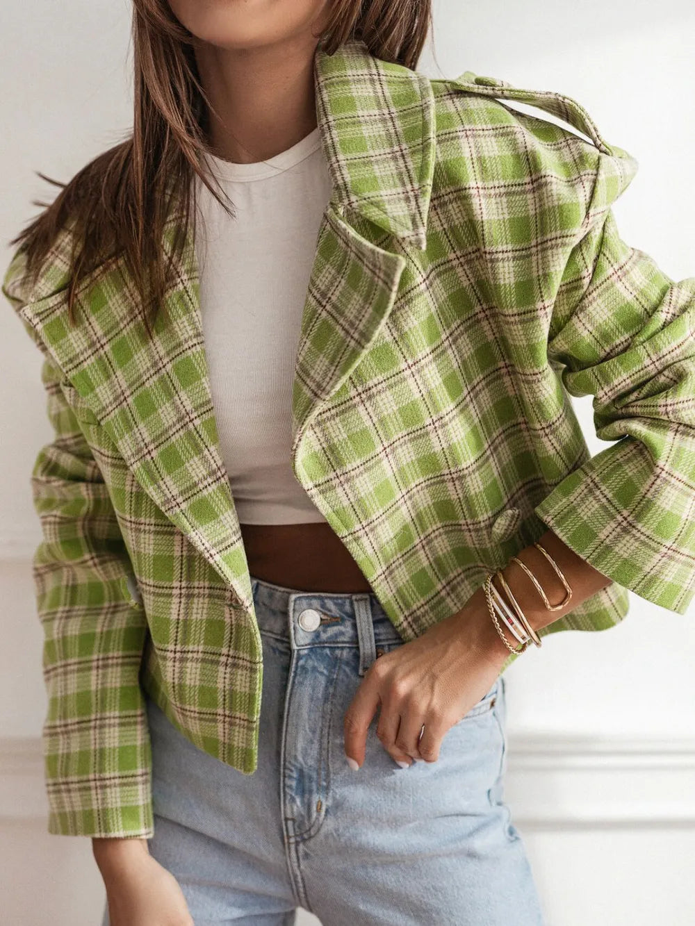 Foundry Glow Plaid Cropped Jacket