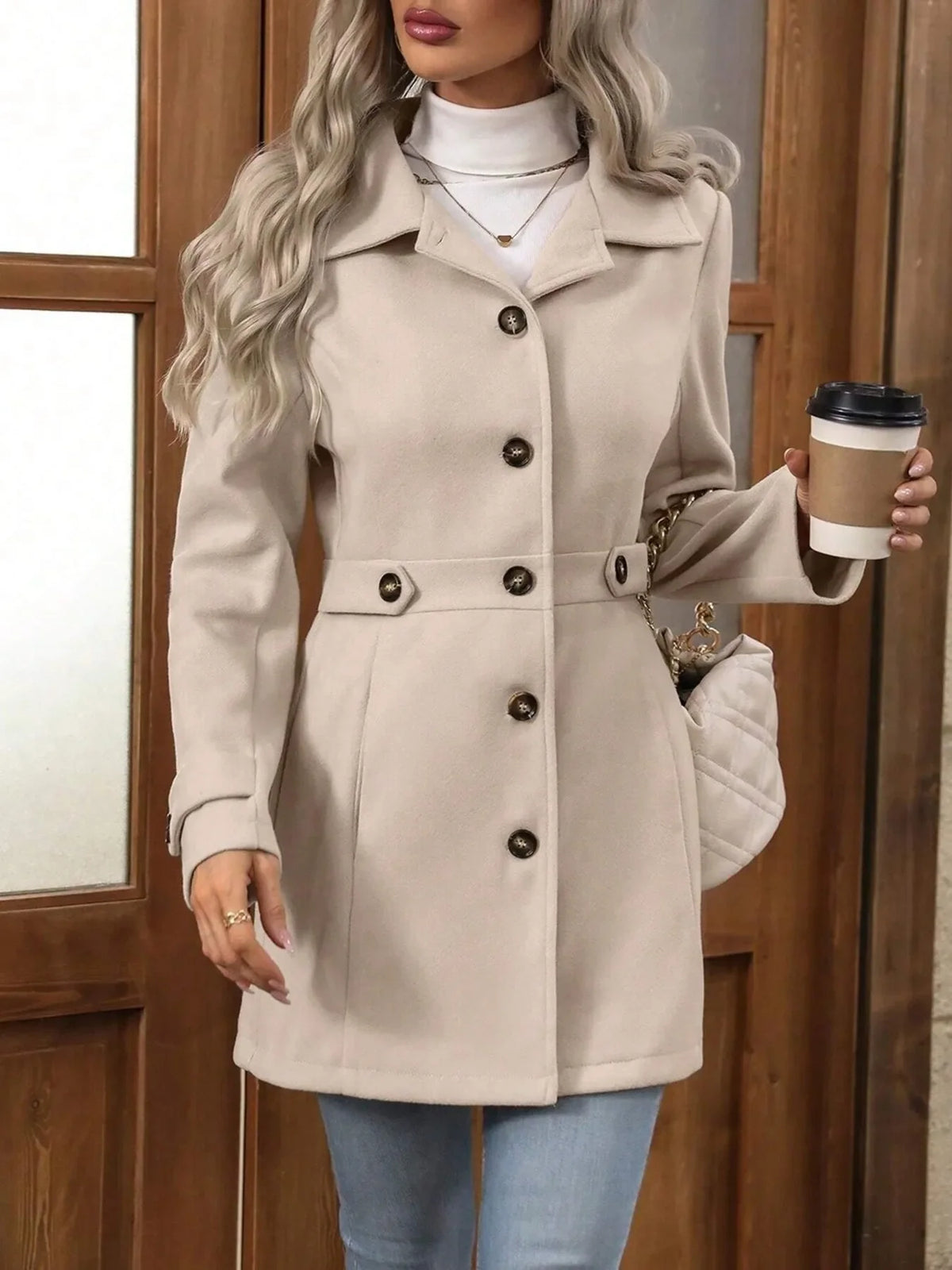 Refined Edge Button Up Long Sleeve Coat