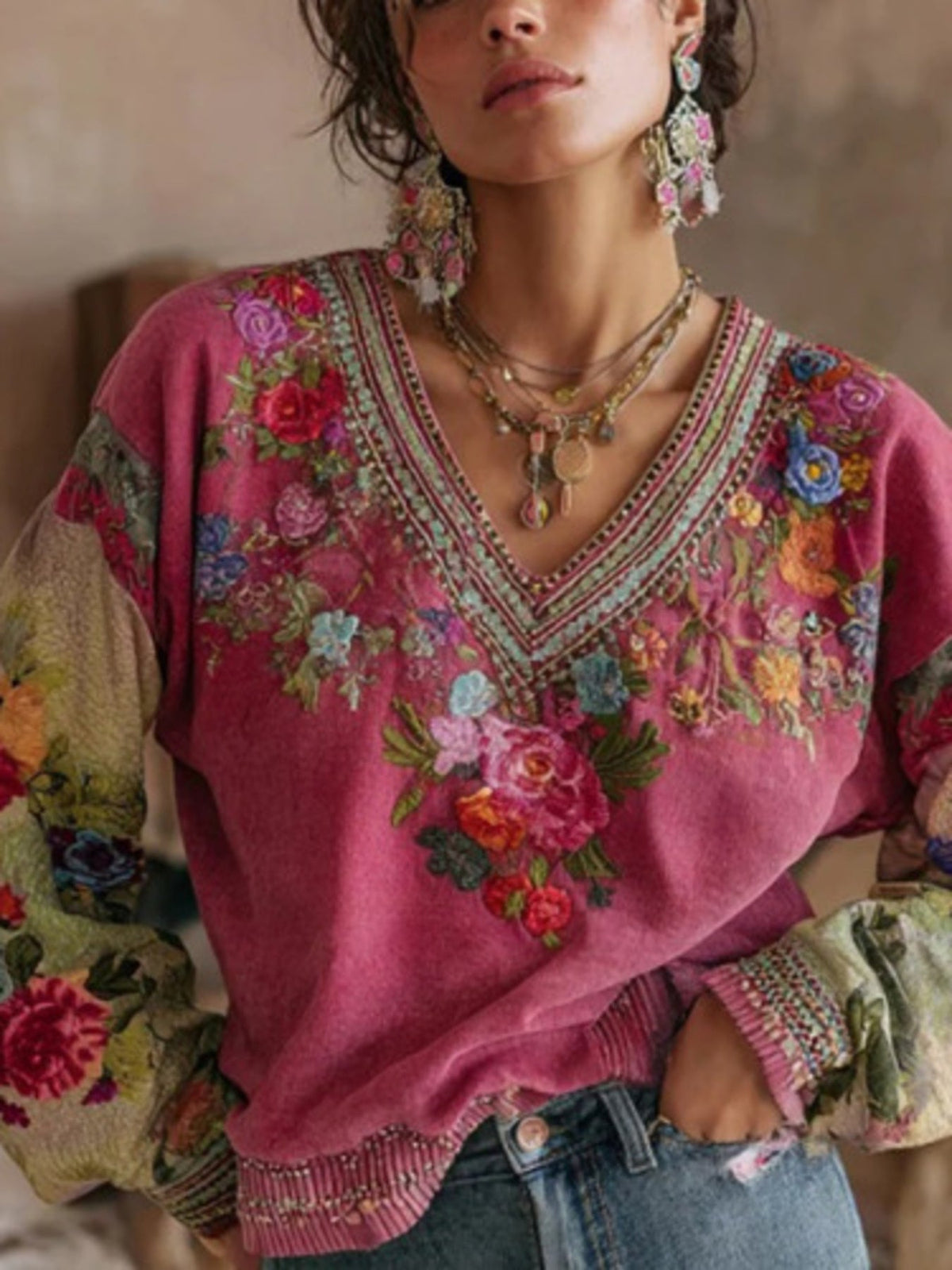Botanical Breeze Plus Floral Blouse