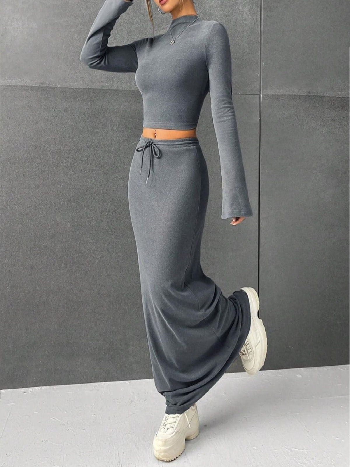 City Escape Top & Drawstring Maxi Skirt Set