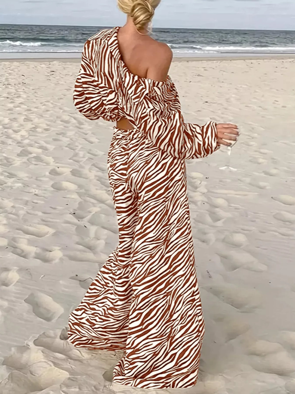 Wild Instinct Zebra Print Top & Pants Set