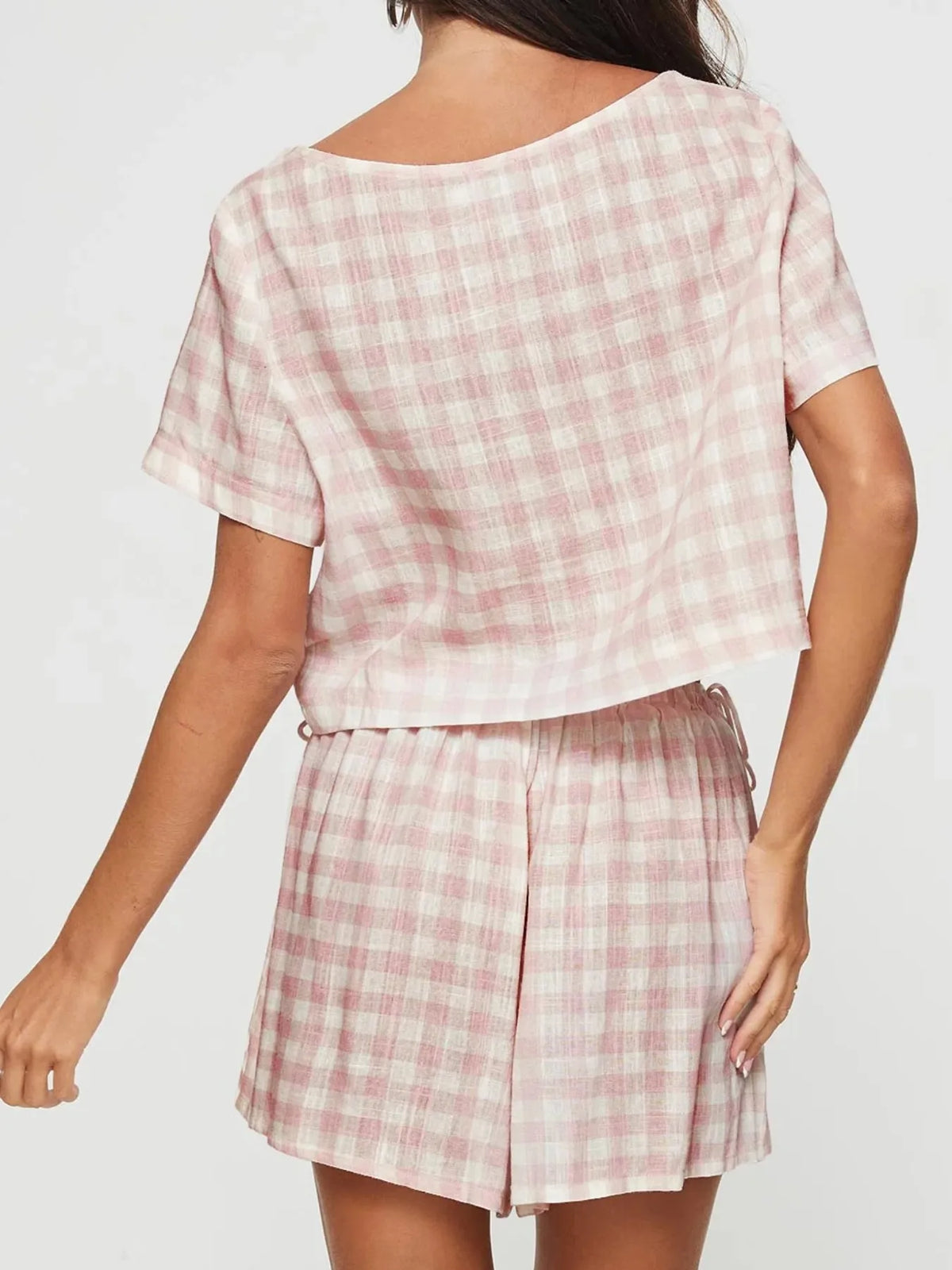 Afternoon Glow Gingham Top & Shorts Set