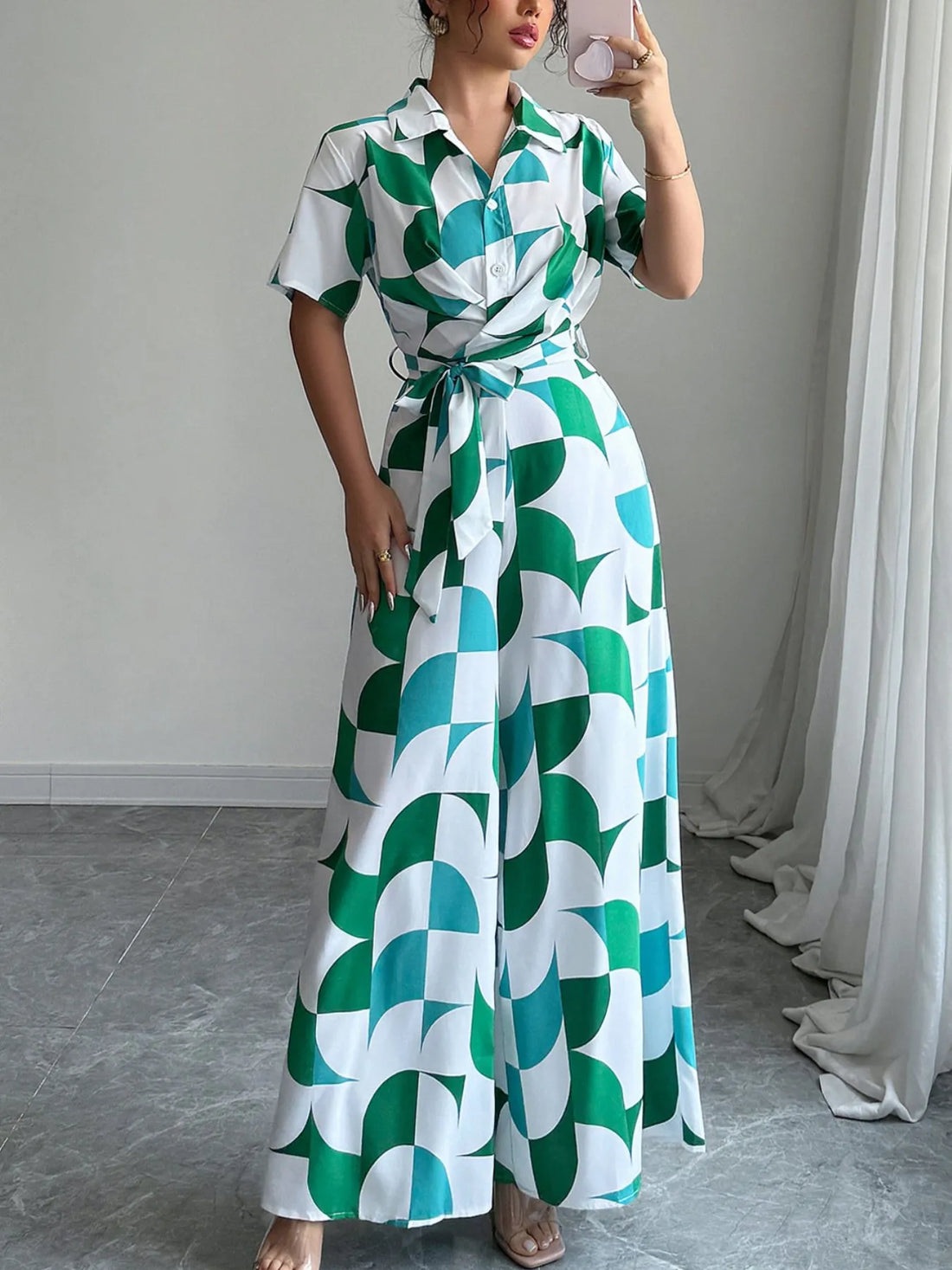 Modern Muse Print Wide Leg Jumpsuit