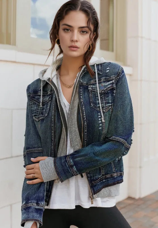 Brooklyn Layers Hooded Denim Jacket