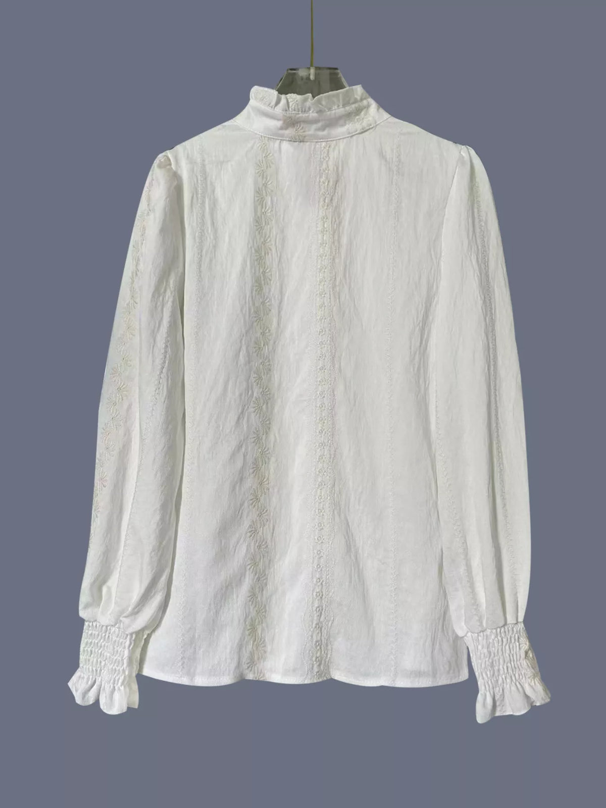 Rustic Edge Lace Detail Button-Up Shirt